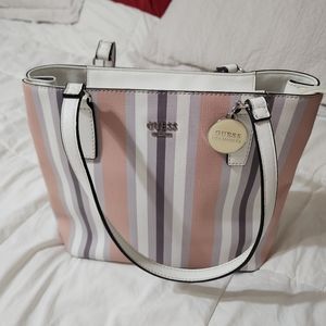 GUESS pink striped Tote/Shoulder bag